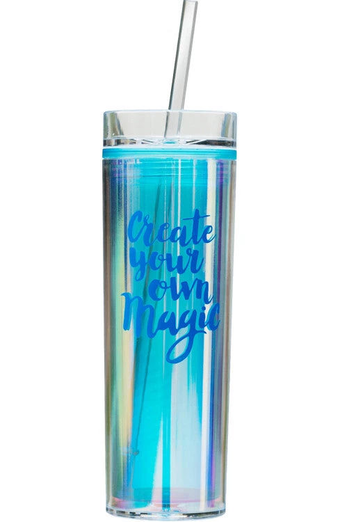 Bewaltz Drinkware Holographic Tumbler - Blue "Create Your Own Magic"