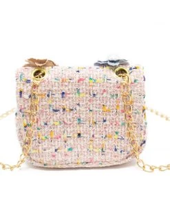 Bewaltz Mini Tweed Pearly Florals Crossbody - Pink