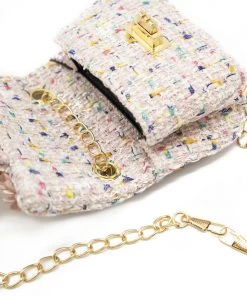 Bewaltz Mini Tweed Pearly Florals Crossbody - Pink