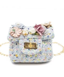 Bewaltz New Mini Tweed Pearly Florals Crossbody - Blue