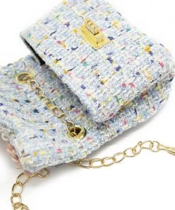 Bewaltz New Mini Tweed Pearly Florals Crossbody - Blue