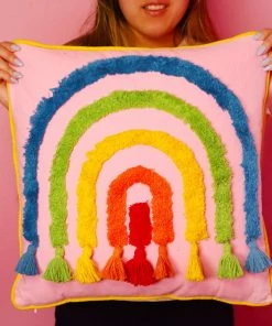 Bewaltz Square Hook Pillow - Rainbow