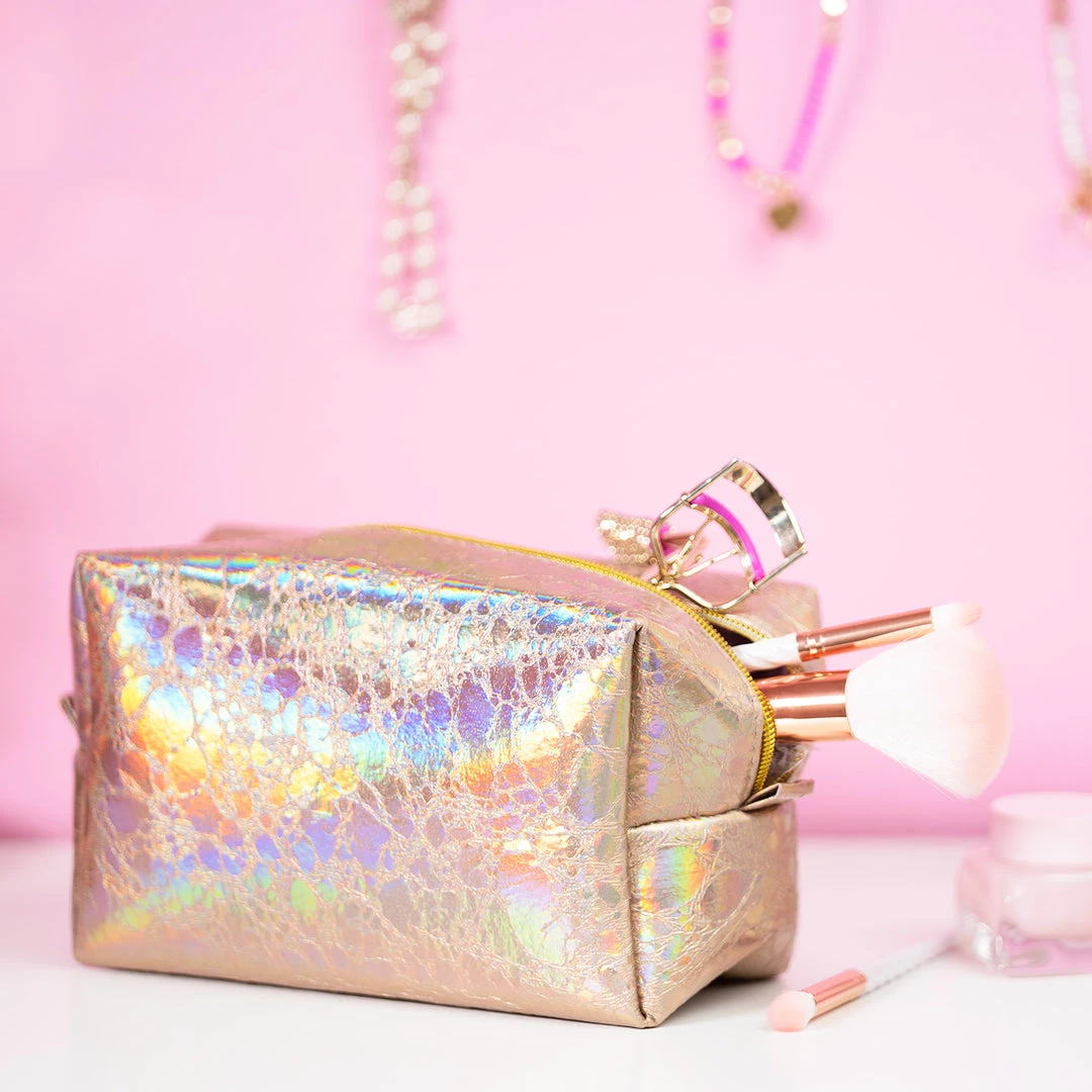 Bewaltz Holographic Makeup Bag Rose Gold
