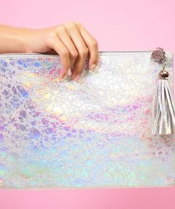 Bewaltz Holographic Makeup Large Pouch Silver Bags