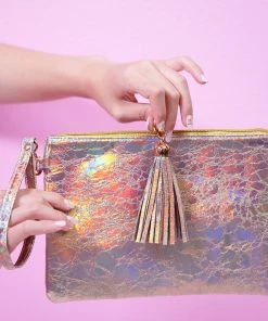 Bewaltz Bags Holographic Makeup Pouch Small Rose Gold