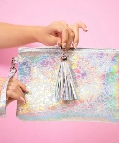 Bewaltz Holographic Makeup Pouch Small Silver Bags