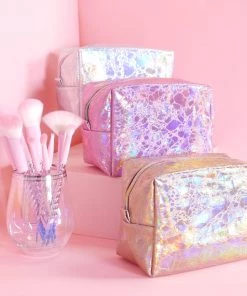 Bewaltz Holographic Makeup Bag Rose Gold