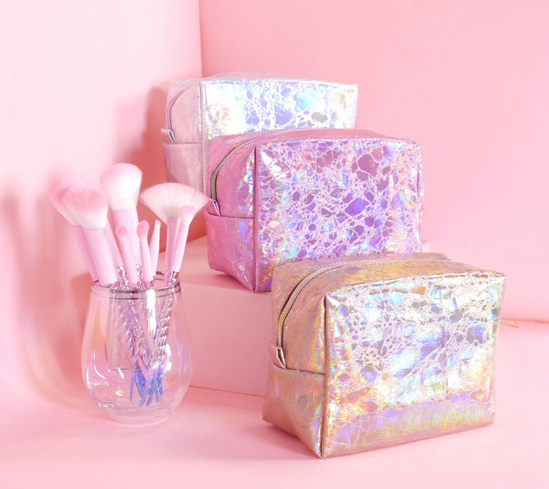 Bewaltz Holographic Makeup Bag Rose Gold