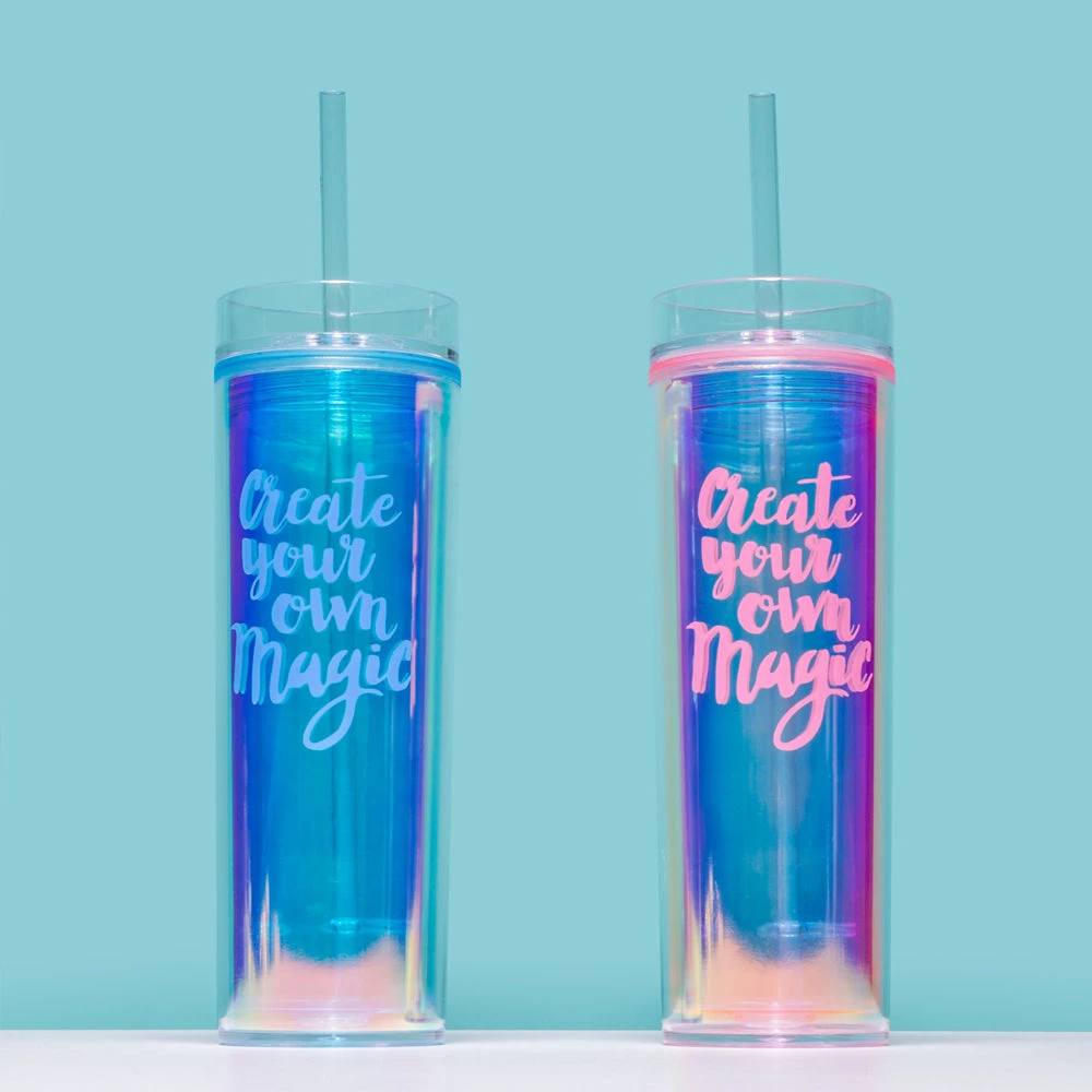 Bewaltz Drinkware Holographic Tumbler - Blue "Create Your Own Magic"
