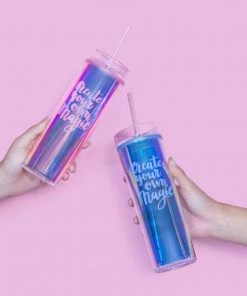 Bewaltz Drinkware Holographic Tumbler - Blue "Create Your Own Magic"