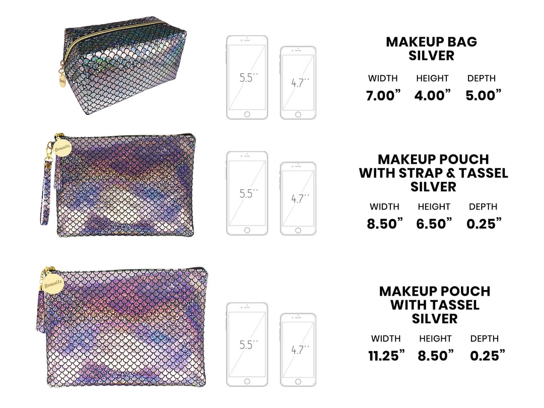 Bewaltz Mermaid Makeup Pouch Small Silver Sale