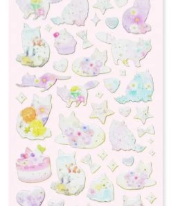 Bewaltz White Furry Notebook, Cat Paw Pen And Sticker Set